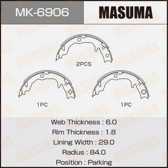 Фото автозапчасти колодка тормозная барабанная MASUMA MK6906