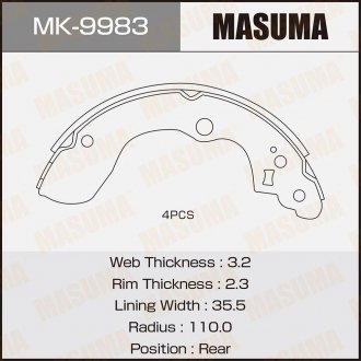 Колодка тормозная барабанная MASUMA MK9983