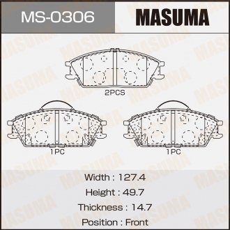 Колодки тормозные передн HYUNDAI ACCENT III, HYUNDAI GETZ (02-10), HYUNDAI ELANTRA (00-06)/HYUNDAI ACCENT II (99-06) MASUMA MS0306