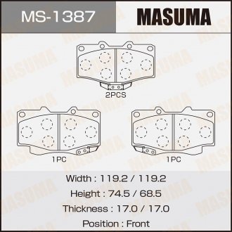 Колодки тормозные AN-458WK, NP1098, P83009 передн TOYOTA FORTUNER MASUMA MS1387 (фото 1)