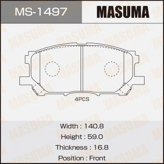 Колодка тормозная передняя Lexus RX 300, 330, 350 (04-08) MASUMA MS1497