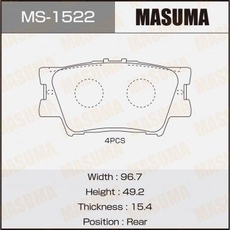 Колодка тормозная задняя Toyota Camry (06-), RAV 4 (05-) MASUMA MS1522