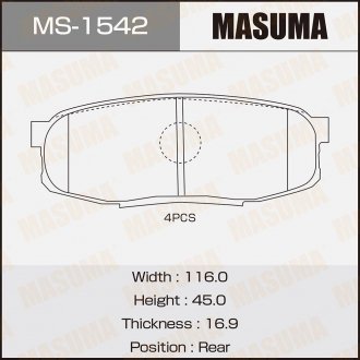 Колодка тормозная задняя Toyota Land Cruiser (09-), Tundra (07-) MASUMA MS1542 (фото 1)