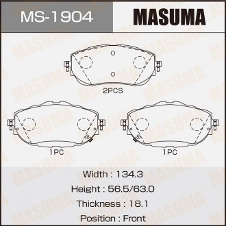Колодка тормозная MASUMA MS1904