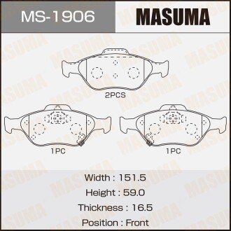 Фото автозапчасти колодки тормозные передн AN-8060WK, NP1129, P83085 MASUMA MS1906