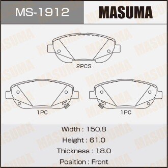 Фото автозапчасти колодки тормозные передн AN-8196WK, NP1158, P83148 MASUMA MS1912