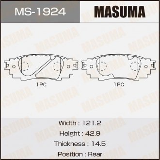 Колодка тормозная задняя Toyota CH-R (16-), Camry (17-), RAV 4 (19-) MA MASUMA MS1924