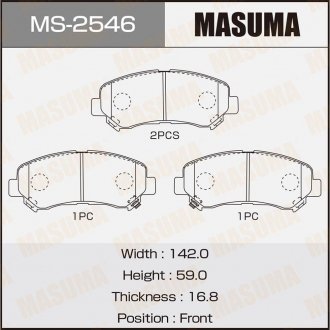 Колодка тормозная передняя Nissan Qashqai (06-13), X-Trail (07-14)/ Suzuki Kizas MASUMA MS2546 (фото 1)