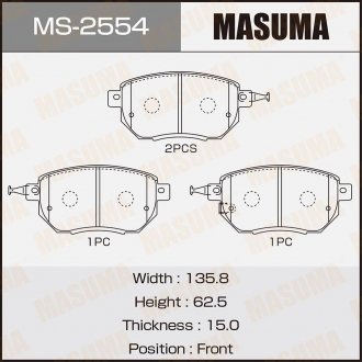 Фото автозапчастини колодки гальмівні передн Nissan Murano, Qashqai 2.5, 3.5 (07-) (MS-2554) MASUMA MS2554