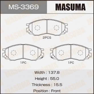 Колодки дисковые передние L200 K6#T,K7#T 96-00,L300 P1#T 94-,Space Gear 95- пер MASUMA MS3369 (фото 1)
