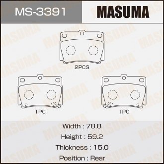 Колодка тормозная задняя Mitsubishi Pajero Sport (09-) MASUMA MS3391