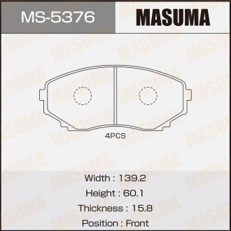 Колодка тормозная передняя Mazda CX-7 (06-11), CX-9 (09-12) MASUMA MS5376 (фото 1)