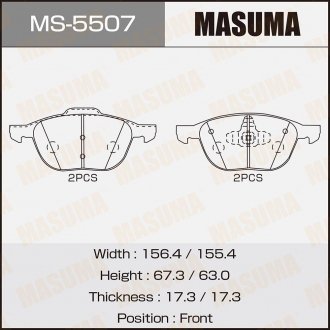 Колодка тормозная передняя Ford Focus (04-)/ Mazda 3 (03-), 5 (05-15) M MASUMA MS5507 (фото 1)