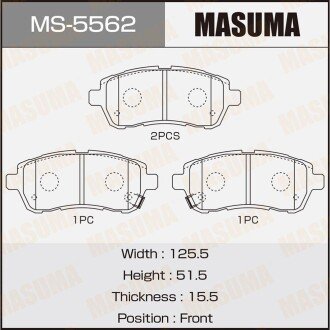 Фото автозапчасти колодки тормозные передн AN-754WK, NP5030, P16013 MASUMA MS5562