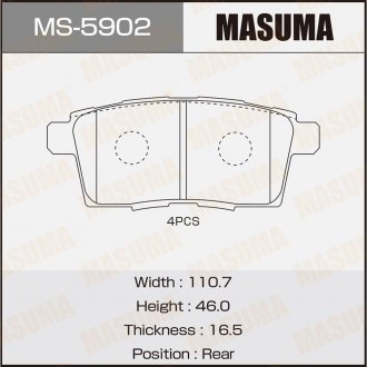 Фото автозапчасти колодка тормозная задняя Mazda CX-7 (06-11), CX-9 (08-12) MASUMA MS5902