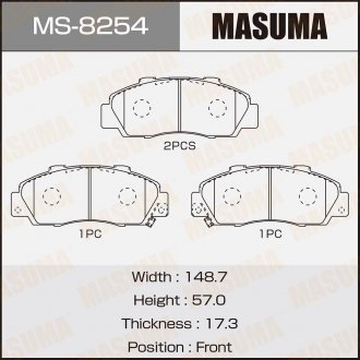 Колодка тормозная передняя Honda Accord (-02), Civic (-00), CR-V (-01), HR-V (-0 MASUMA MS8254