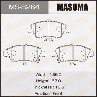 Колодки тормозные AN-376WK, NP8005, P28023 передн HONDA JAZZ IV MASUMA MS8264 (фото 1)
