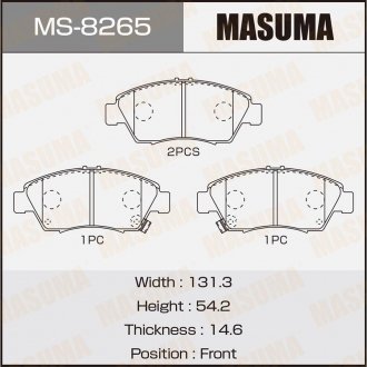 Колодки тормозные передн HONDA CIVIC IX (FB, FG) 1.8 (FB2) (12-17), HONDA CR-Z (MASUMA MS8265