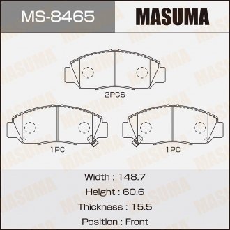 Колодка тормозная передняя Honda Accord (02-05), Civic (06-11), FR-V (05-09) (MS MASUMA MS8465