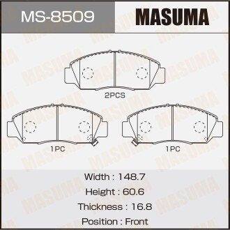 Фото автозапчасти колодки тормозные передн AN-668WK, NP8010, P28034 MASUMA MS8509