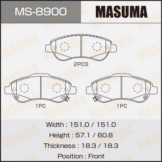 Фото автозапчастини колодки гальмівні передн Honda CR-V (07-16) (MS-8900) MASUMA MS8900