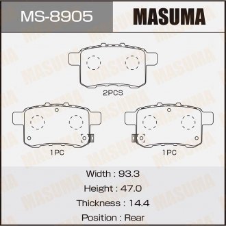 Колодка тормозная задняя Honda Accord (08-12) MASUMA MS8905