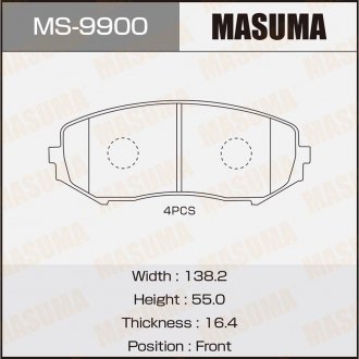 Колодка тормозная MASUMA MS9900