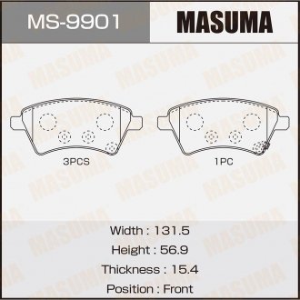 Колодки тормозные передн SUZUKI SX4 S-Cross 1.6 (13-18) MASUMA MS9901 (фото 1)