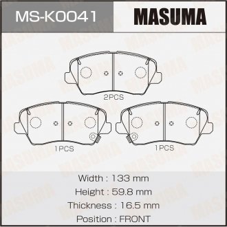 Колодки тормозные передн HYUNDAI i20 (14-21), HYUNDAI i30 (11-20) MASUMA MSK0041