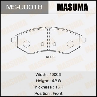 Колодки тормозные передн CHEVROLET AVEO (T300) MASUMA MSU0018