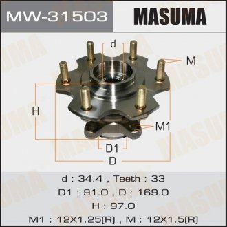 Ступица колеса заднего в сборе с подшипником Mitsubishi Pajero (00-06) MASUMA MW31503