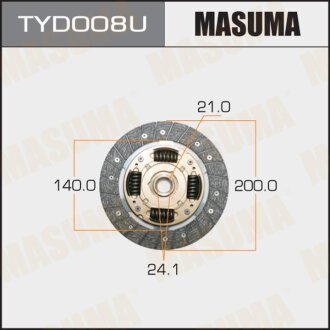 Фото автозапчасти диск сцепления Carina 1.8, Carina-II 1.6 -89, Celica 1, 6 83-89, Corolla AE82, AE92, EE90, EE100, EE111, ZZE111, ZZE120, Paseo, Starlet EP91, NP70, NP80, Tercel EL3, EL4, EL5 86-, Yaris 1.3 MASUMA TYD008U