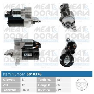 Фото автозапчастини meatdoria audi стартер a4 b8 (8k2) 1.8 tfsi 07-12, a5 (8t3) 2.0 tfsi 08-12 MEAT & DORIA 5010376 (фото 1)