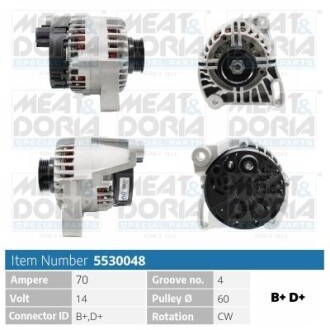 Фото автозапчастини meatdoria генератор 14v 65a doblo,punto,palio,citroen jumpy MEAT & DORIA 5530048