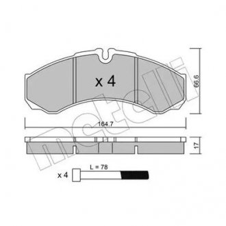 Комплект тормозных колодок, дисковый тормоз Metelli 22-0212-3 (фото 1)