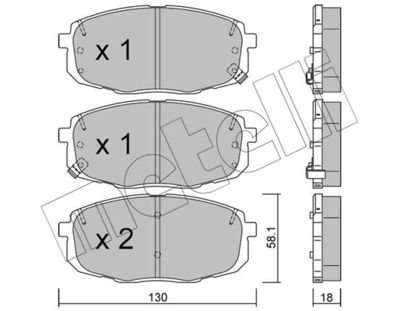 Фото автозапчастини колодки гальмівні (передні) Kia Soul III 19-/Hyundai Creta/Kona 16- Metelli 2205131