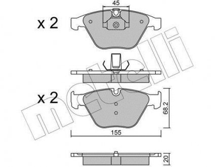 Фото автозапчастини колодки гальмівні (передні) BMW 3 (E90/E91/E92/E93) 04-13/X1 (E84) 09-15/Z4 (E89) 09-16 Metelli 22-0558-8