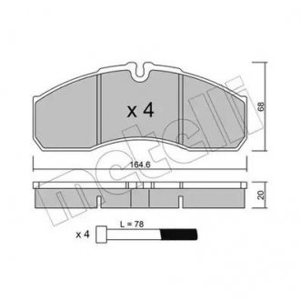 Комплект тормозных колодок, дисковый тормоз Metelli 22-0578-0 (фото 1)