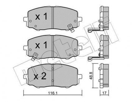 Фото автозапчастини колодки гальмівні (передні) Hyundai i20 08-15 Metelli 22-0912-0