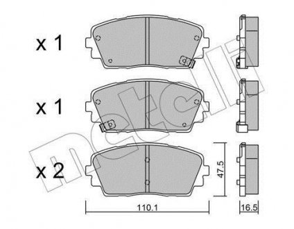 Фото автозапчасти колодки гальмівні (передні) Kia Picanto 11- Metelli 22-0941-0