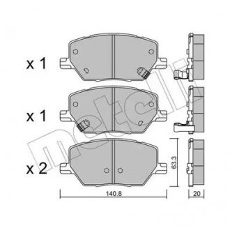 Колодки тормозные (передние) Fiat 500X 1.4-1.6/1.6-2.0D 14-/ Jeep Renegade1.4-1.6/2.0CRD 14- Metelli 22-1001-0