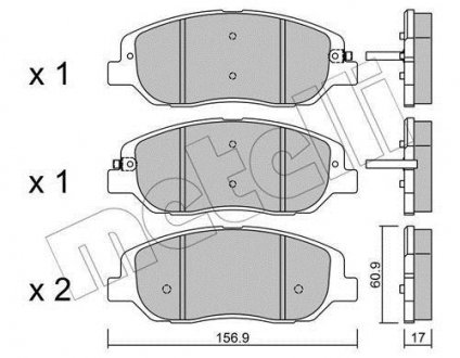 Фото автозапчасти колодки гальмівні (передні) Hyundai Santa Fe III 12-/Ssangyong Korando III 10- Metelli 22-1031-0