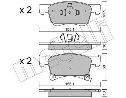 Фото автозапчастини колодки гальмівні (передні) Opel Corsa E 14-/Chevrolet Orlando 18- Metelli 22-1035-0