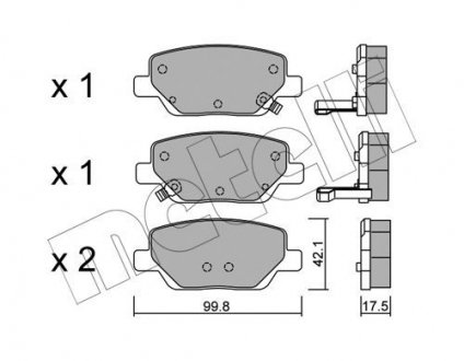 Фото автозапчастини колодки гальмівні (задні) Fiat Tipo 16- Metelli 22-1104-0 (фото 1)