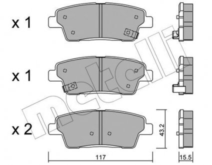 Фото автозапчасти колодки гальмівніHYUNDAI GENESIS 14- Metelli 2211400