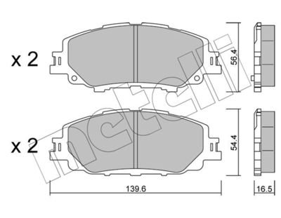 Фото автозапчастини колодки гальмівні (передні) Toyota Corolla 18-/Prius 15-/Yaris 20- Metelli 2212350 (фото 1)