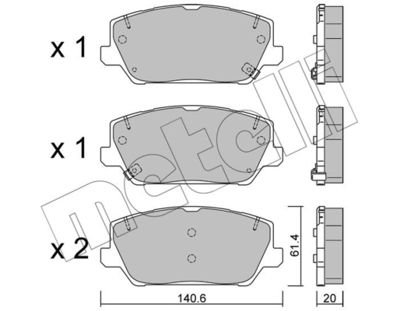 Фото автозапчасти колодки гальмівні (передні) Hyundai i30 17-/Grandeur 16-/Kia Optima 17- Metelli 22-1241-0