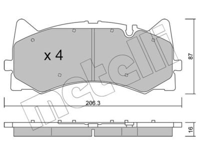 Фото автозапчастини колодки гальмівні (передні) MB C-class (W205/C205/S205) C 63 AMG 14- Metelli 2212710