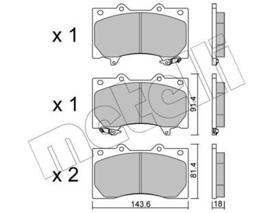 Фото автозапчастини колодки гальмівні (передні) Nissan Patrol 10- (+ датчики) Metelli 2212790