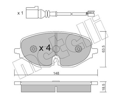 Фото автозапчастини колодки гальмівні (передні) Audi A3/Skoda Octavia/Seat Leon/VW Golf VIII 19-/Caddy 20- (+датчики) Metelli 2212800